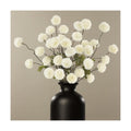DuHouse 6pcs Faux Silk Pompon Mum Small Chrysanthemum Ball White