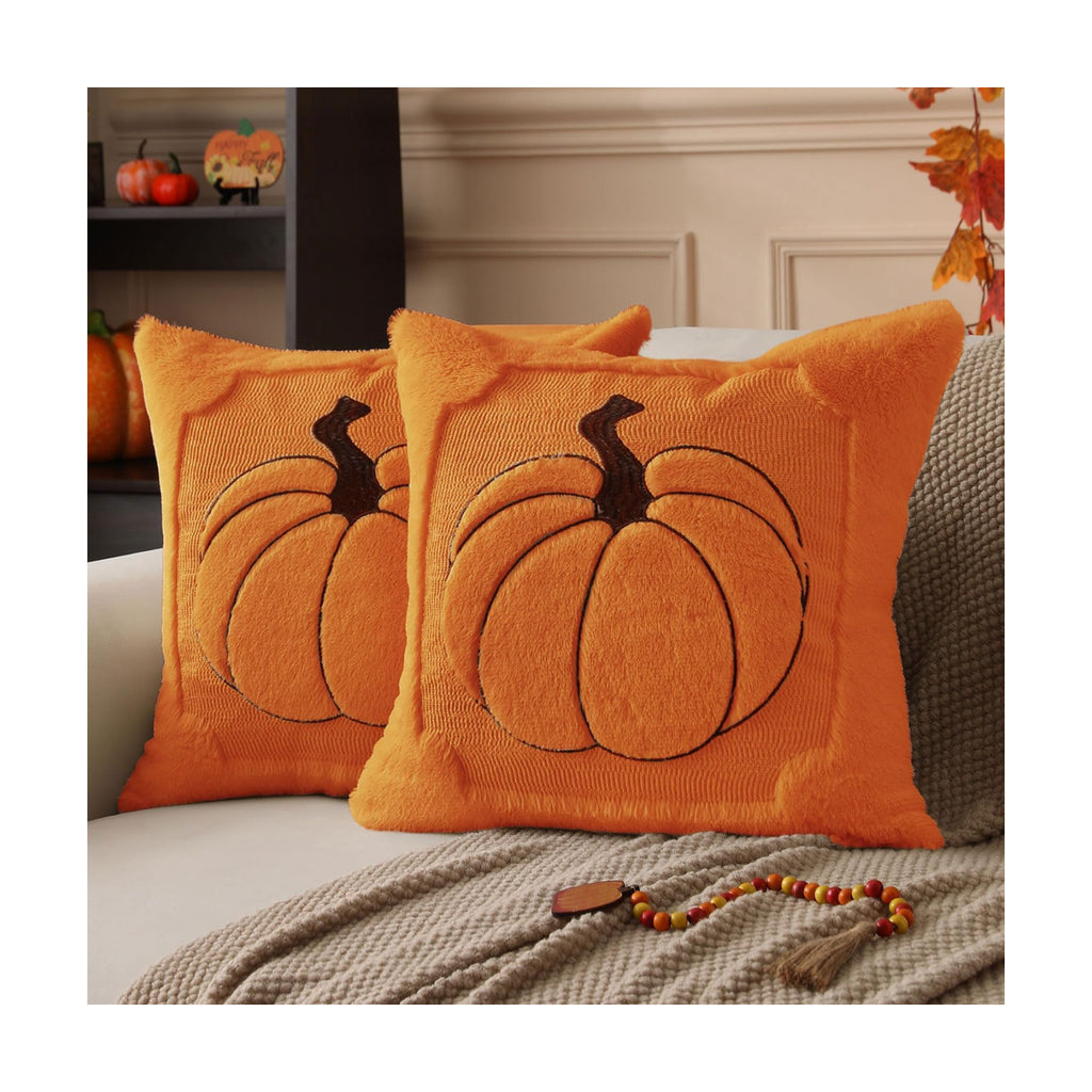 Allorry Fall Pillow Covers 18x18 2 Pack Orange Pumpkin Home Decor PT010B18