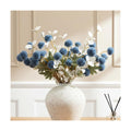 Faux Dusty Blue Flowers, 12 Blue and White Floral Stems For Centerpieces