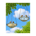 2 Pack Hanging Bird Baths and Feeders for Outdoors, Plastic Bird Bath Bowl & Hanging Feeder for Garden Yard Decor,Mist Grey