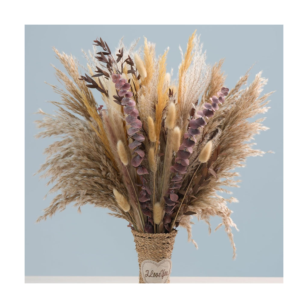 8 Kinds Natural Fall Dried Pampas Grass Flowers Bouquet, Autumn Floral