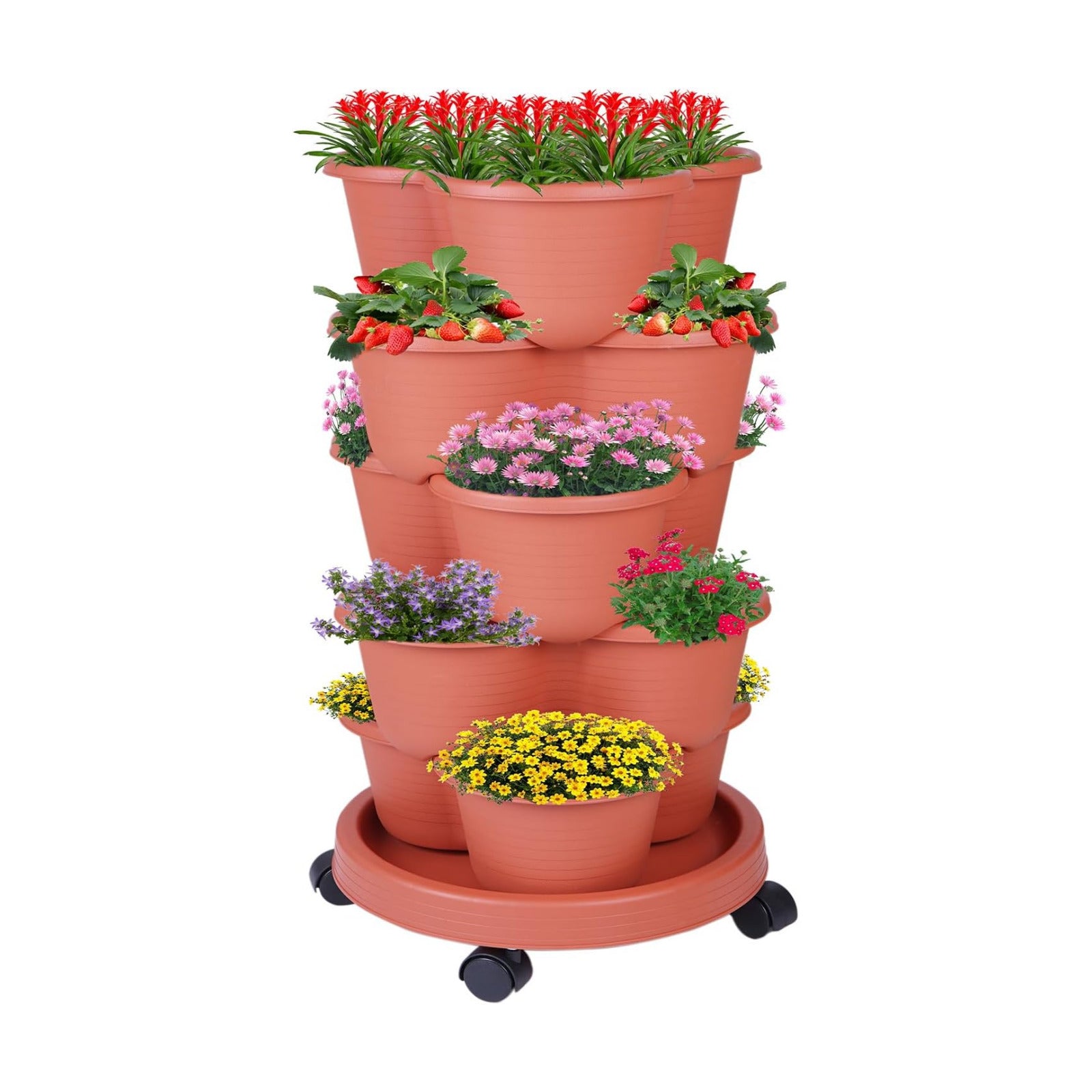 5-Tier Vertical Garden Tower Stackable Planter for Strawberries, Flowers, Vegetables & Herbs(Indoor & Outdoor)
