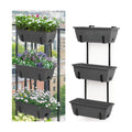 OYEAL Deck Railing Planter Boxes Set of 2 Over The Fence Planters Rail Hanging Planter Boxes with Adjustable Brackets
