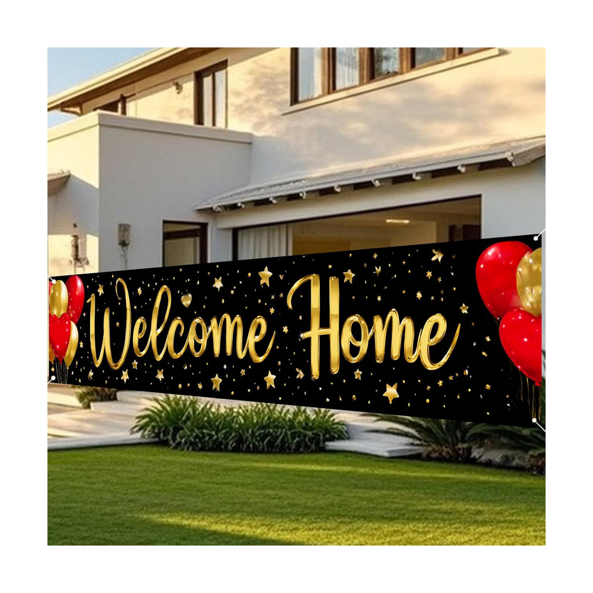 Nuxovilar Welcome Home Banner with Balloon Design 78.7"x17.7"