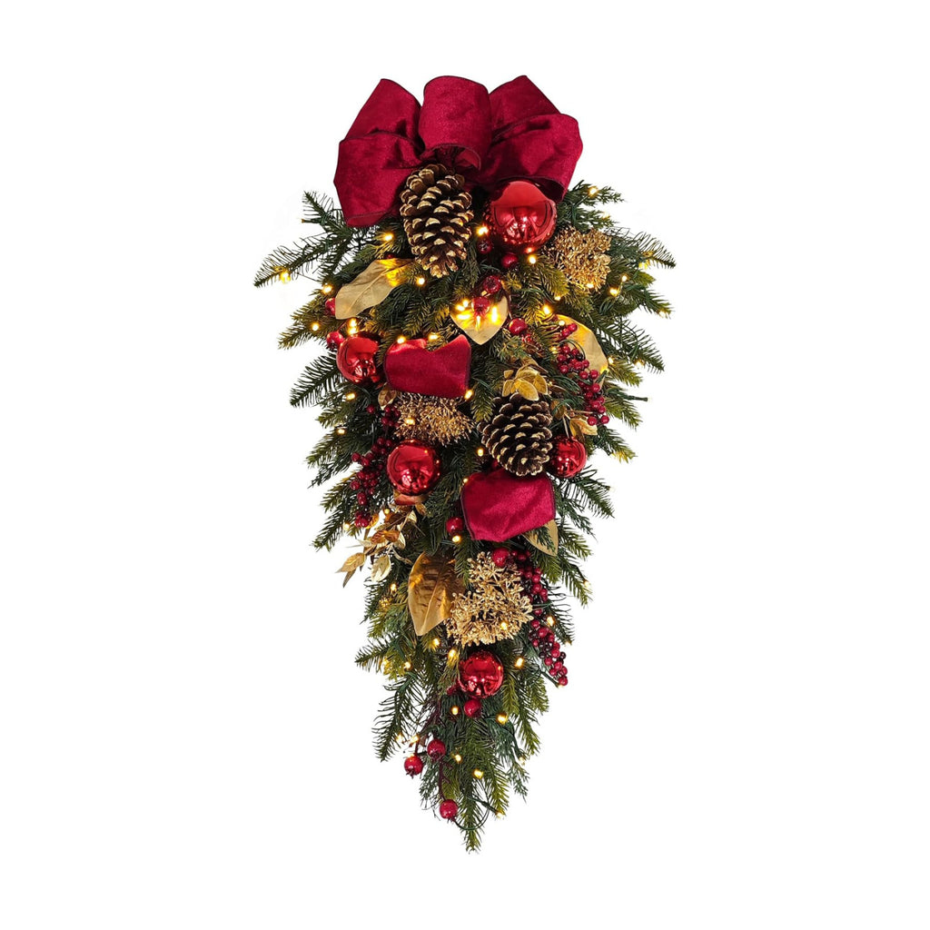 Puleo International 28 inch Pre-Lit Adorned Christmas Swag with Decorated
