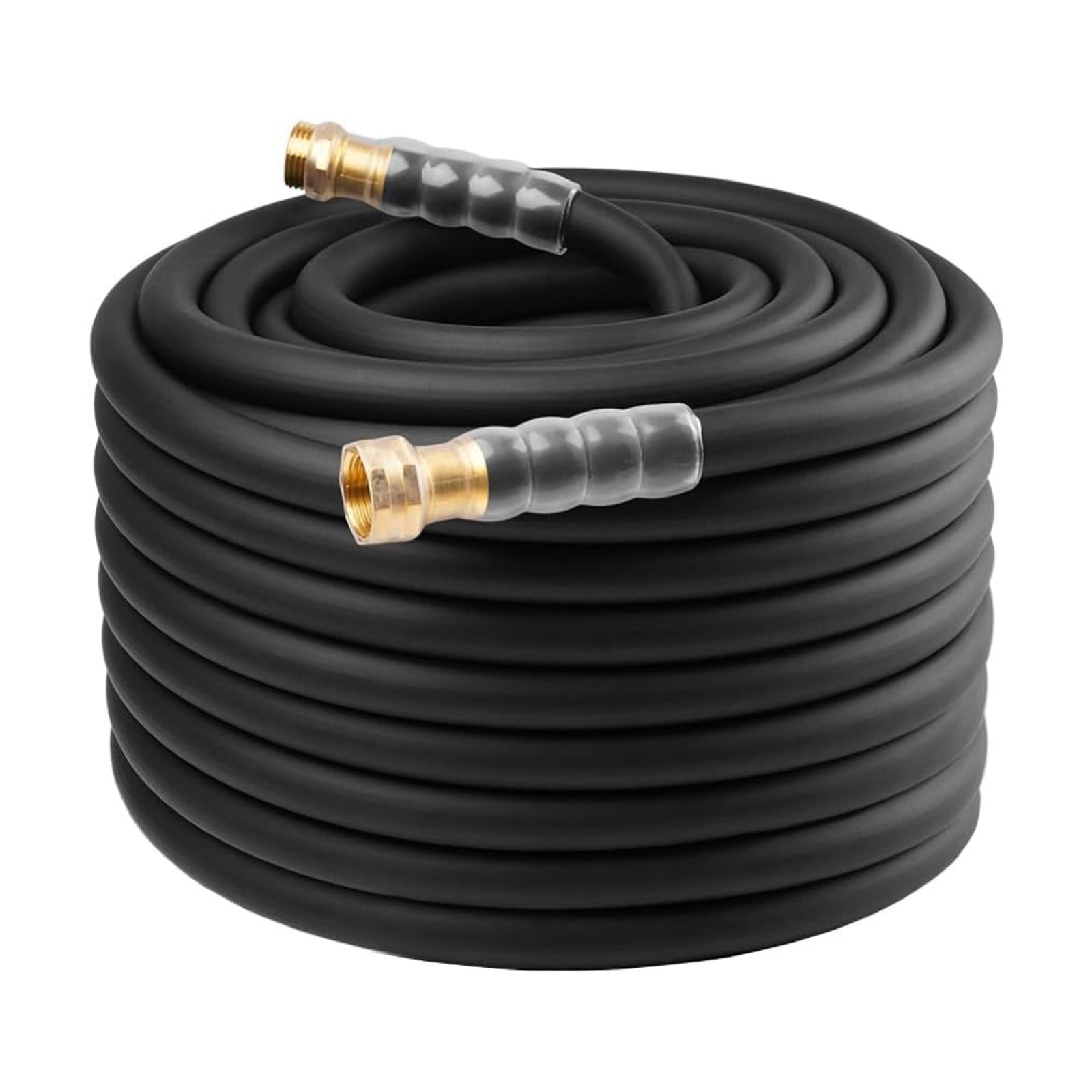 Heavy Duty Premium Garden Hose 125ft x 5/8", 300PSI Working, 1000PSI Burst, Hybrid Rubber Water Hose with Transparent