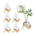 Propagation Stations, Propagation vases with Wooden Stand, Small Tabletop Glass Bulb Vases for Hydroponics Plant Propagation Station Home Office Decoration, Gift for Women Plant Lovers (6)