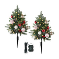 Sunnyglade 27" Set of 2 Artificial Outdoor Christmas Trees with 60 LED