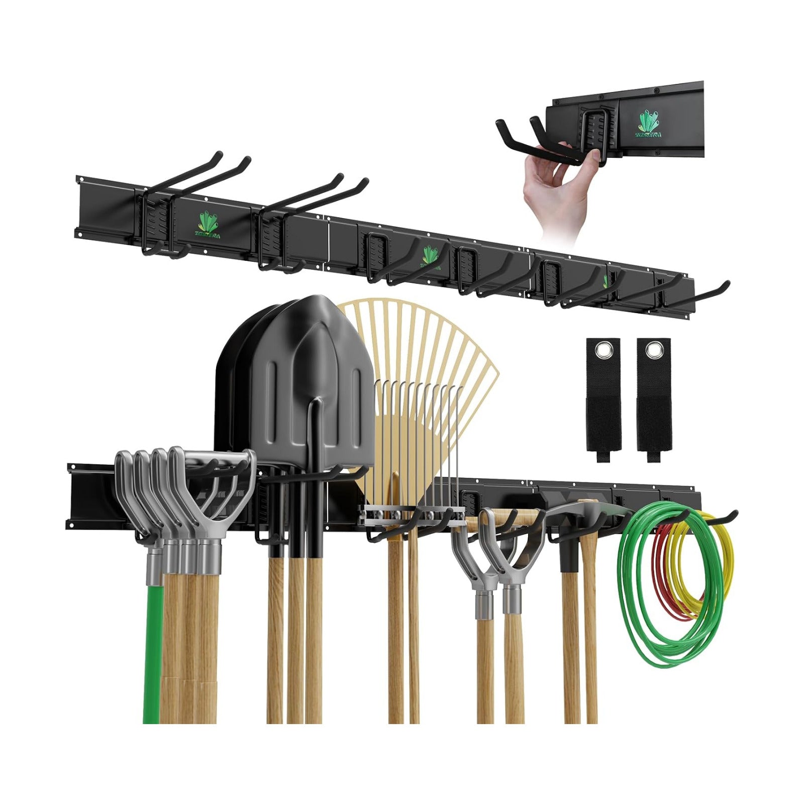 48" Garage Tool Organizer Wall Mount - 500lbs Garden Tool Organizer with Adjustable Hooks, Heavy Duty Metal Garage