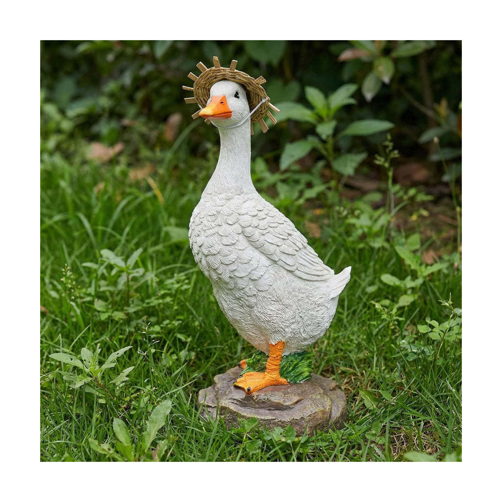 Funny Duck Outdoor Statue, Resin Garden Lawn Yard Decor, Figurine Sculpture Ornament for Porch Patio Flower Bed Home