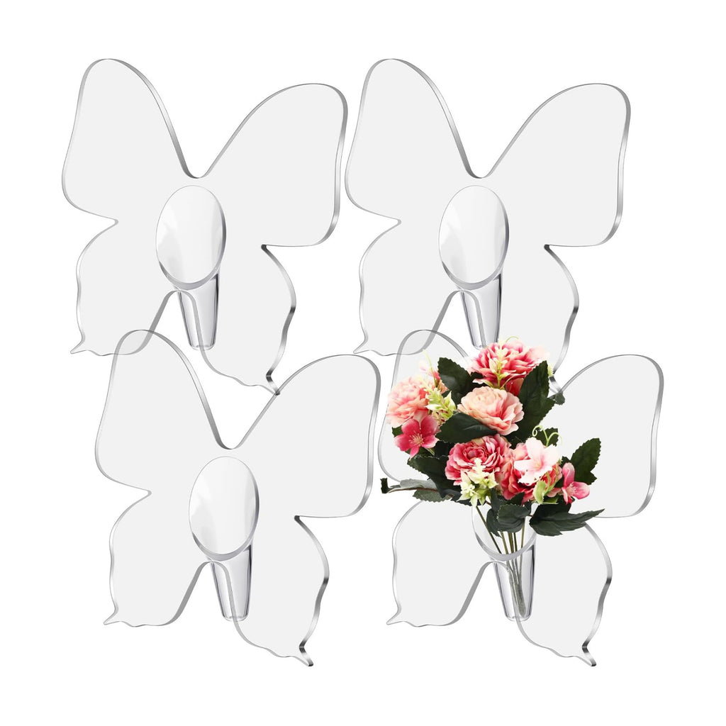 4 Pack Clear Butterfly Vase Acrylic Frame Centerpieces, Classic