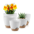 YNNICO Plant Pots 10/9/8/7.5/7 inch, Self Watering Planters with Drainage Holes & Saucers for Indoor and Outdoor Plants