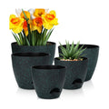 YNNICO Plant Pots 10/9/8/7.5/7 inch, Self Watering Planters with Drainage Holes & Saucers for Indoor and Outdoor Plants
