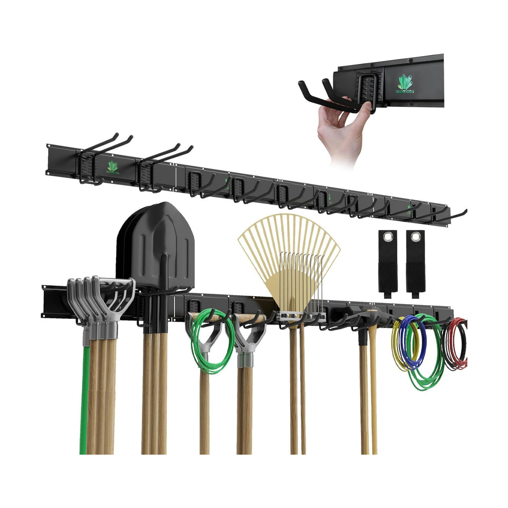 64" Garage Tool Organizer Wall Mount - 720lbs Garden Tool Organizer with Adjustable Hooks, Heavy Duty Metal Garage