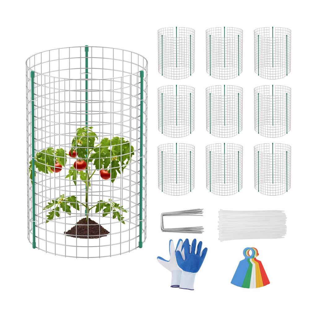 10 Set Plant Protectors from Animals, Galvanized Plant Cages for Outdoor | 12" x 16" Metal Wire , Dual-Secure with