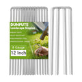 Heavy Duty 12 Inch Galvanized Landscape Staples Stakes, DUNPUTE 100 Pack 8 Gauge Garden Metal Stakes, Ideal for Weed