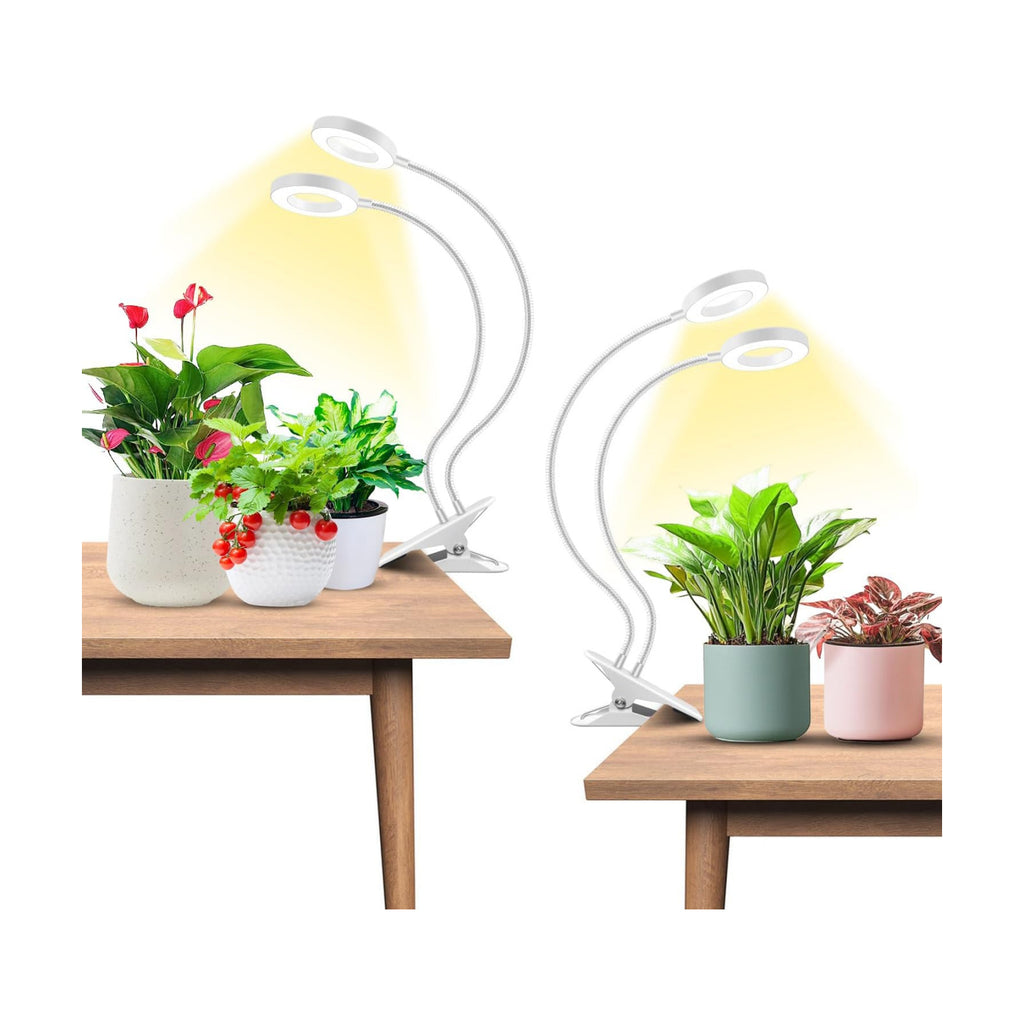 Wiaxulay Plant Grow Light Indoor Growing, 3.5in Clip Full Spectrum 2 Pack | 192 LEDs Halo Plant Lights 6000K+660nm