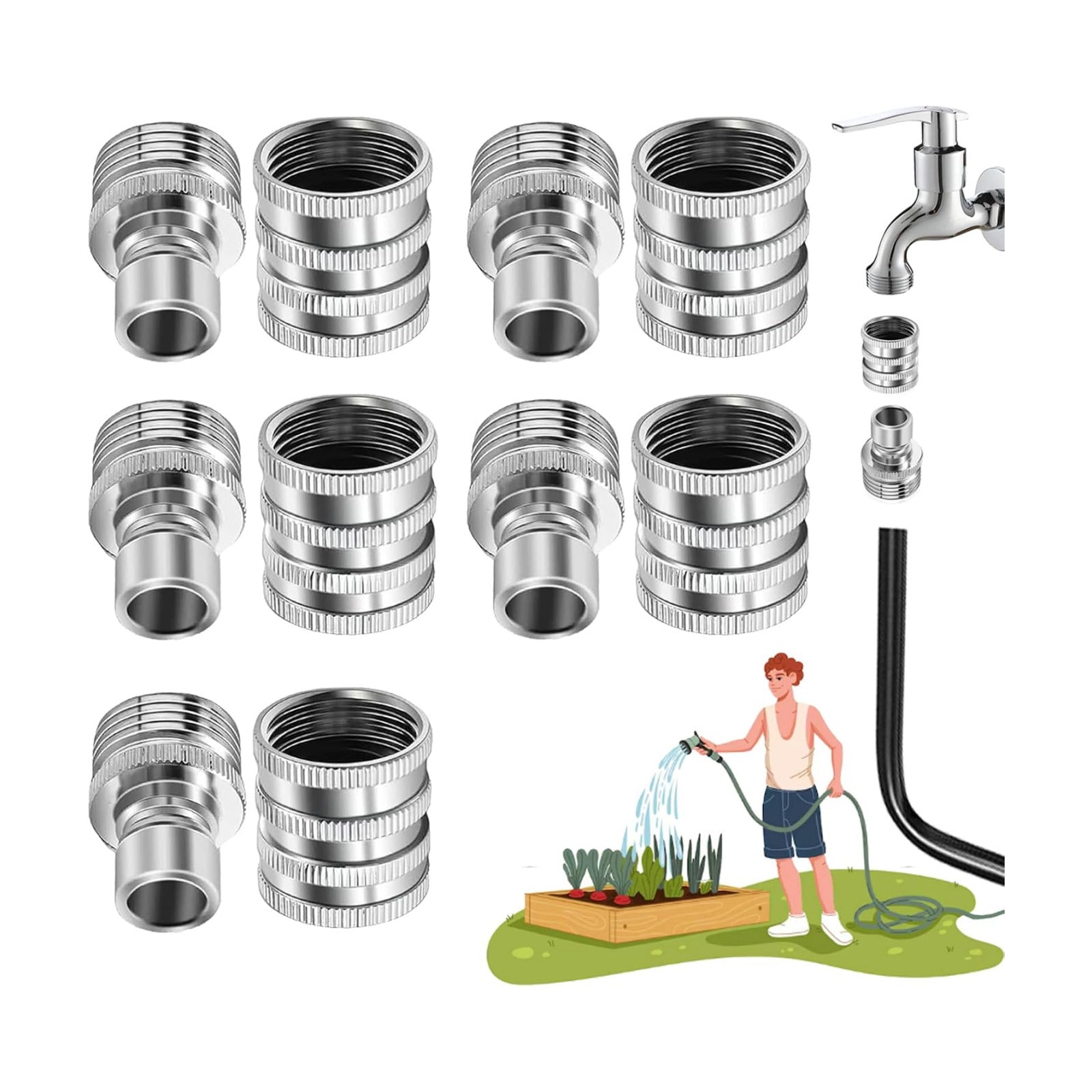 2027 New Water Hose Quick Connect [UNIVERSAL FIT] 5 Pack - Stainless Steel Garden Hose Quick Connector - Durable Garden