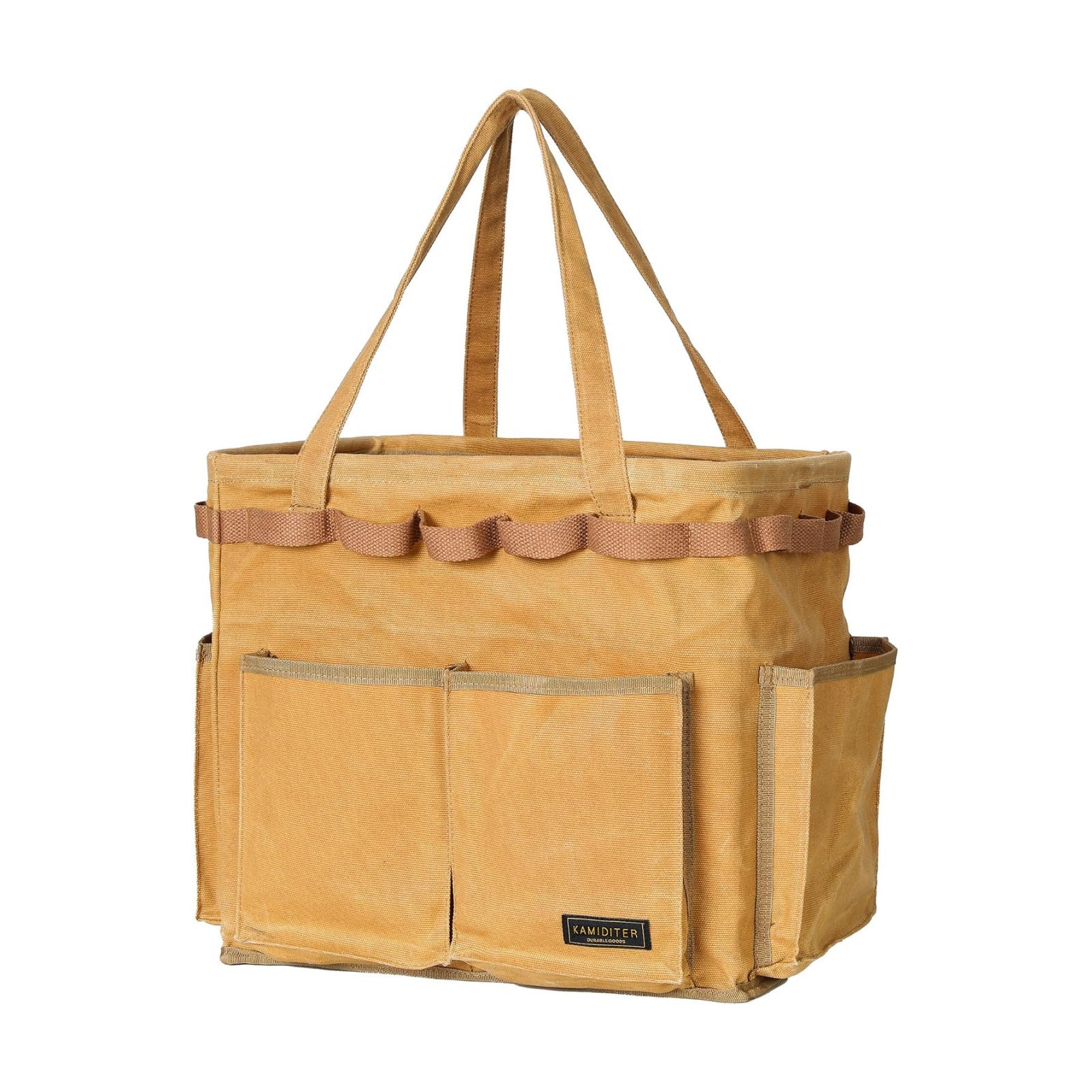 Water Resistant Gardening Tool Bag with Handles - 6 Pockets Utility Self-Standing Organizer for Camping/Garden/Car