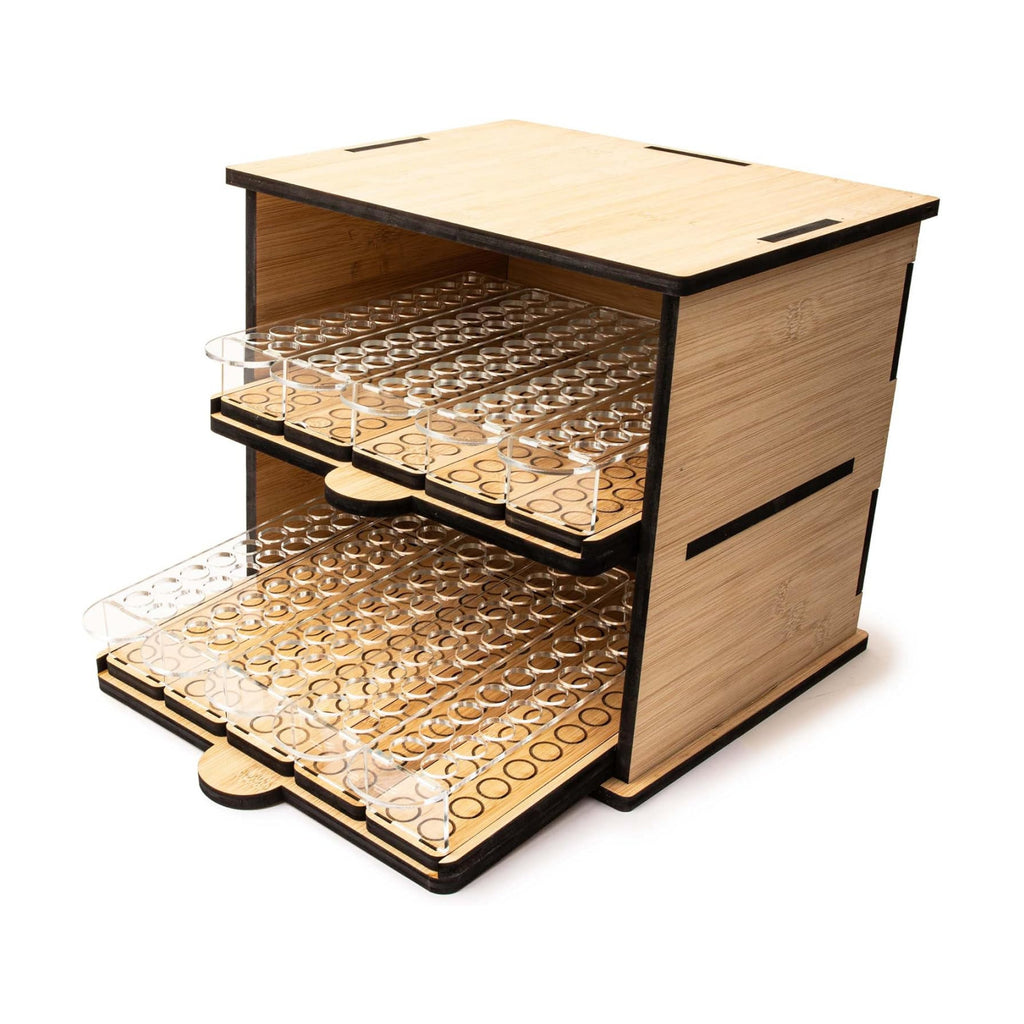 Bamboo Bead Cabinet – Bead Storage Organizer for Delica & Seed Bead Tubes – 60-Slot Wooden Rack for Jewelry Making &