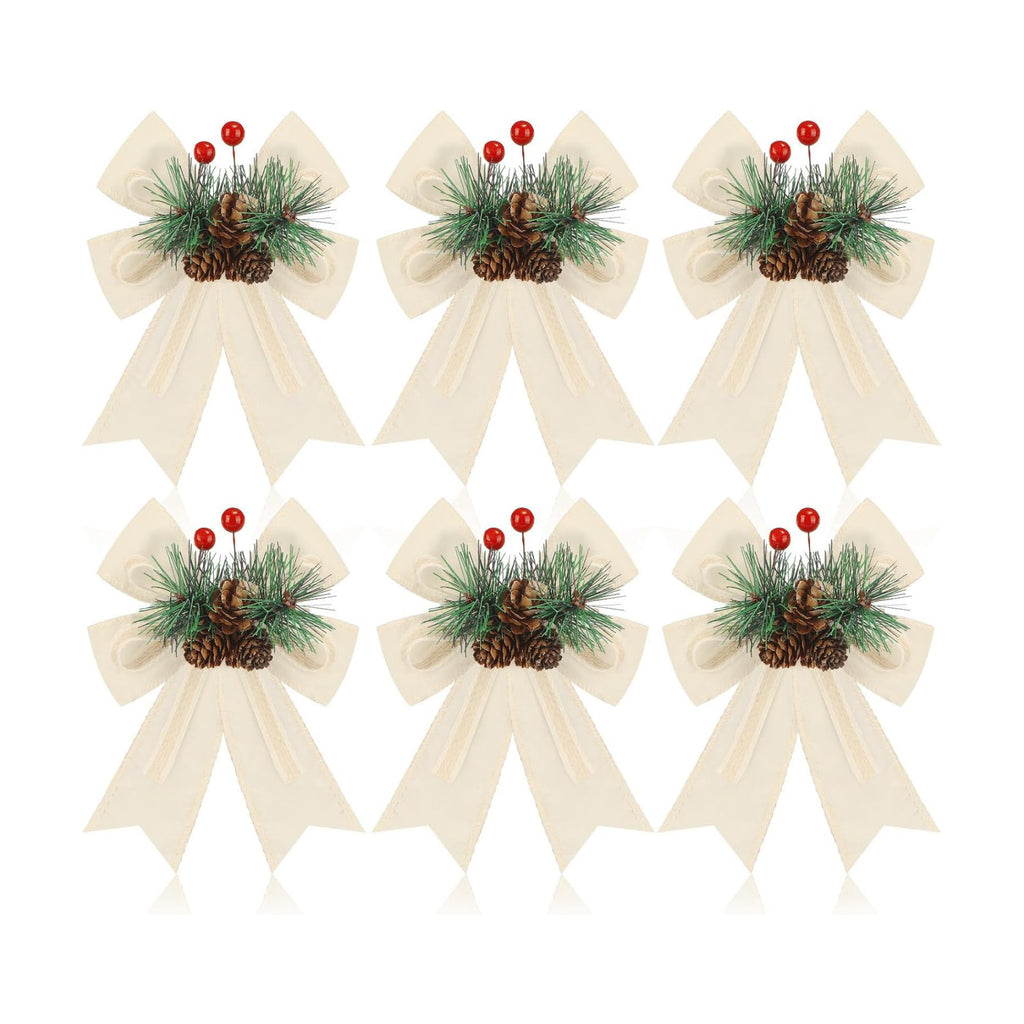 Moucuny 6 Pcs Christmas Velvet Bows Champagne Plaid