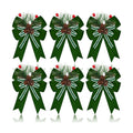 Moucuny 6 Pcs Christmas Velvet Bows Decoration Sage Green 5 x 6 Inch