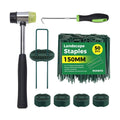 50Pcs Garden Staples +50Pcs Gasket +Pick Hook +Rubber Mallet, 6 Inch Landscape Fabric Stakes Galvanized Weed Barrier