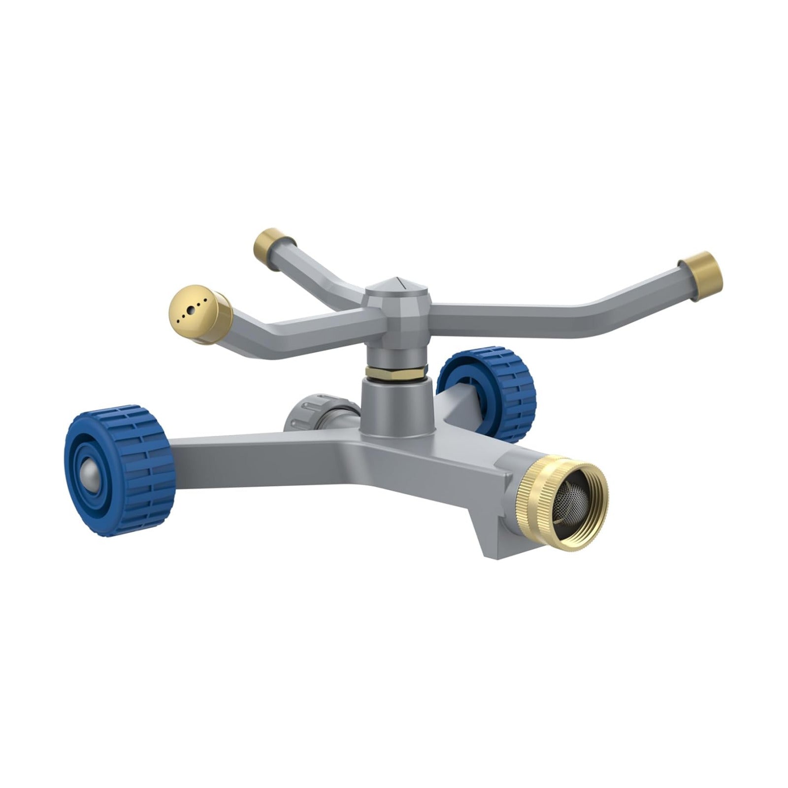 Sprinklers for Yard, 3-Arm Metal Sprinkler with Wheel Base, 360-degree Automatic Rotary Lawn Sprinkler System for
