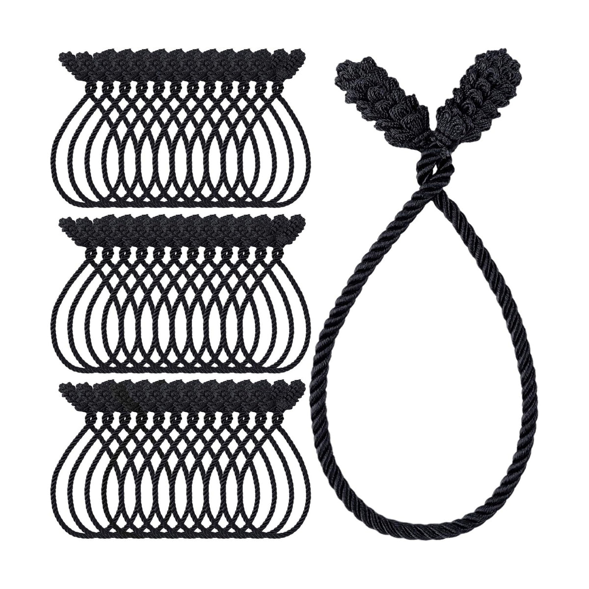 Shappy 36 Pieces Christmas Garland Ties for Banister Reusable, Black