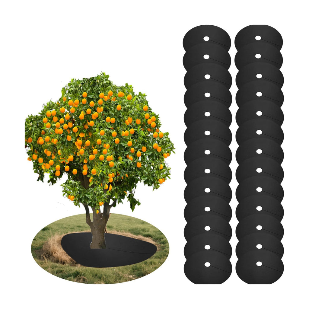 32-Pack 20.5 Inch Weed Barrier Mats - Thickened Non-Woven Tree Rings, Reusable Landscape Fabric for Mulch, Plant