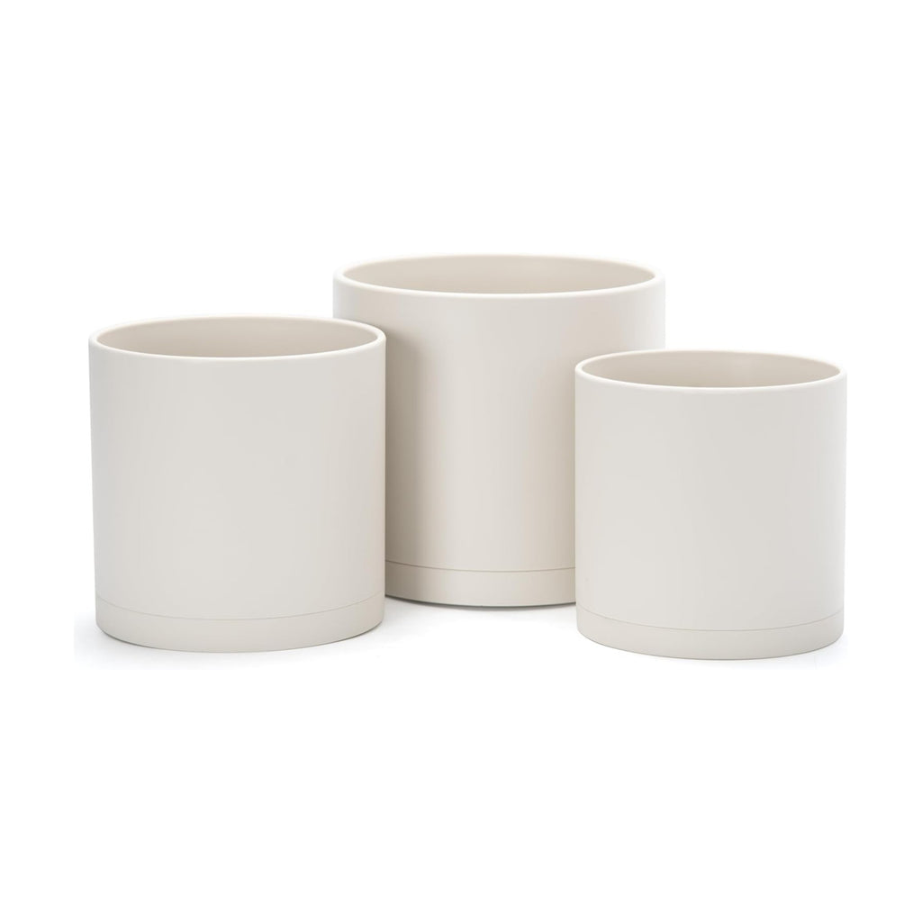 D'vine Dev 3-Pack Plastic Pots & Saucers, 6/6.5/8 in, Oatmeal, 74-V-H-3 | Multi-Size Options, Lightweight Durable