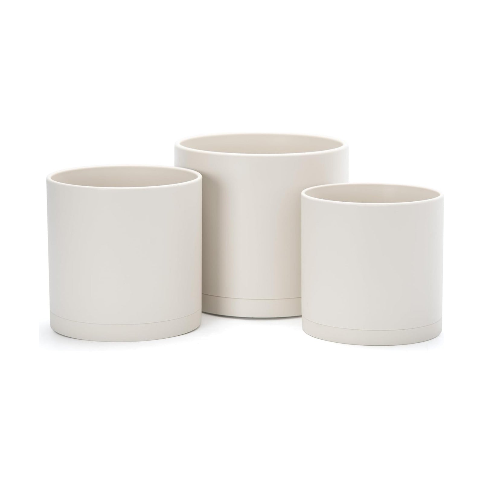 D'vine Dev 3-Pack Plastic Pots & Saucers, 6/6.5/8 in, Oatmeal, 74-V-H-3 | Multi-Size Options, Lightweight Durable
