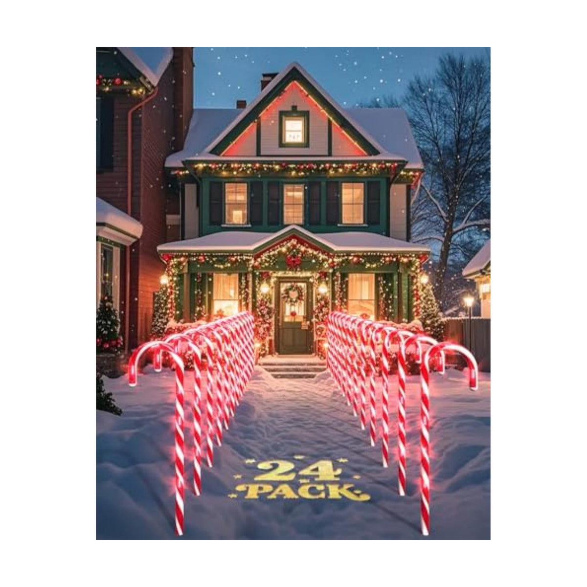 COOLWUFAN 24 Pack 22'' Candy Cane Pathway Lights, Outdoor Christmas Decor