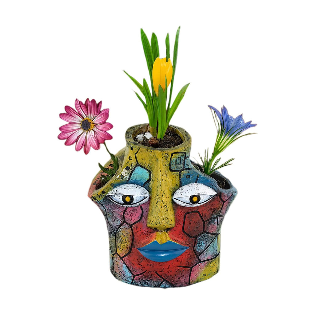 Buachois Abstract Face Planter Three Hole Pots for Plants Artistic Flowerpot for Indoor Outdoor Garden Decor