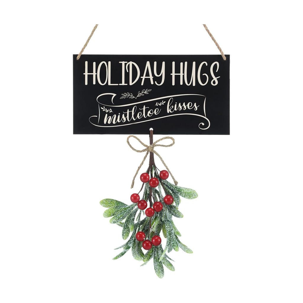 Vercraft Christmas Mistletoe Sign Holiday Hugs Hanging Decor