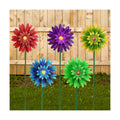Metal Flower Wind Spinner Garden Stake Yard Art, Lawn Windmill Ornaments | WEIBEFEE; 5 Pieces;Lawn Ornament; 27 Inch
