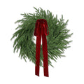 ENVEN Artificial Norfolk Pine & Cedar Christmas Wreath with Velvet Bow – Real Touch Faux Greenery Holiday Front Door Decoration for Indoor Outdoor Use