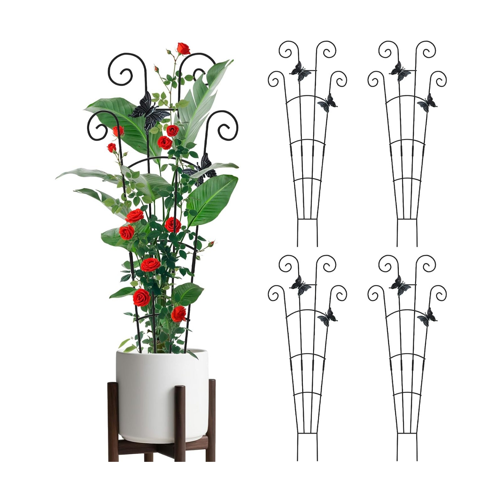 4 Pack 30 InchTaller Plant Trellis for Potted Climbing Plants Indoor,Expandable Metal Garden Trellis for Climbing