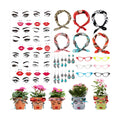 DSjuedui Funny Face Planter Pots Accessories Kit – 29Pcs Face Stickers for Mouth Eyes Eyebrows Nose with Glasses