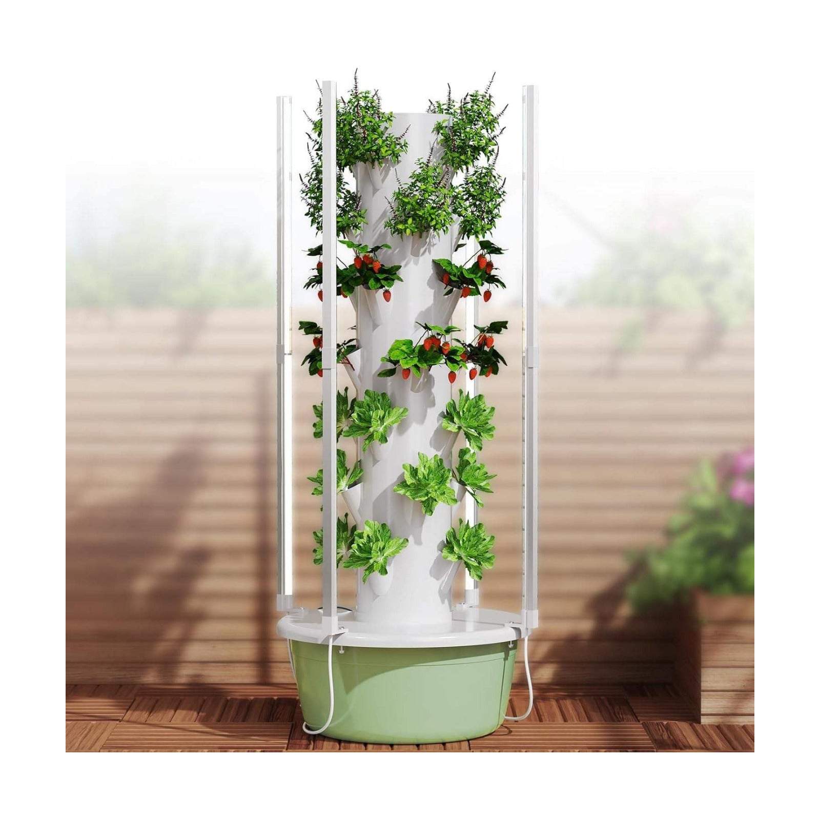 Hydroponic Growing Kit System, Tower Garden Hydroponic Tower with 4 LED Grow Lights, 7 Layer 28 Pots Planter, Indoor