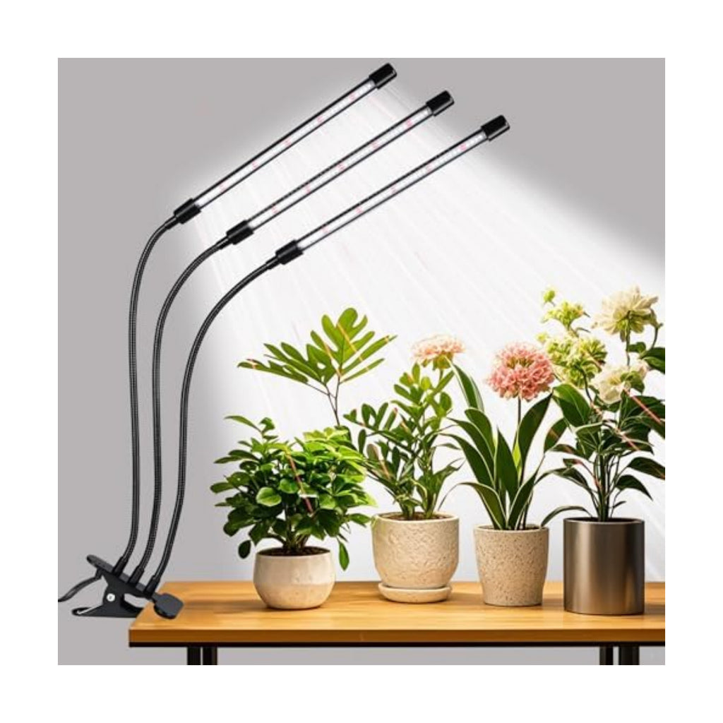 3 Head Grow Lights for Indoor Plants, Upgrade 126 LEDs Clip Plant Lights, Full Spectrum Red White LED Plant Growing Lamps with Flexible Gooseneck, 3/9/12H Timer, 3 Spectral Modes, 10 Dimmable Levels