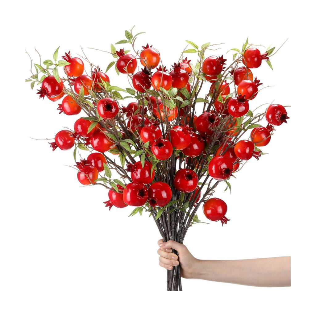 Thiccywoov 10 Pcs 36.6'' Artificial Pomegranate Branches Decor, Red