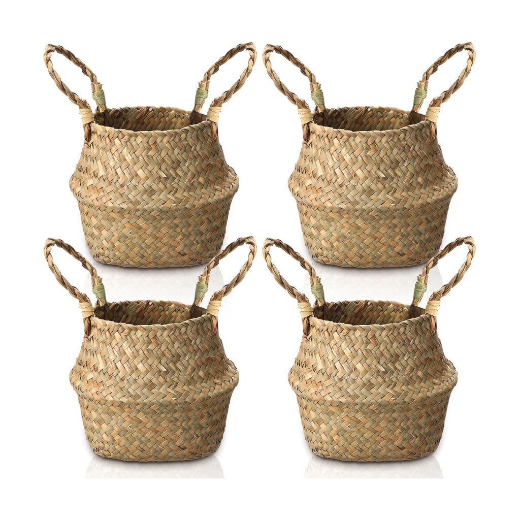 Qunclay 8 Pcs Woven Seagrass Baskets Belly Basket, Xs,7.9''dx6.3''h