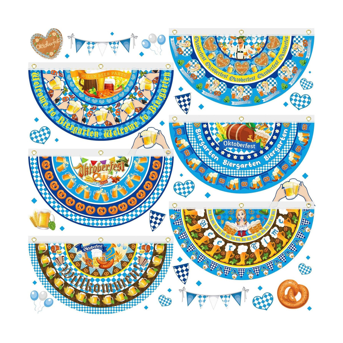 6 Pcs Oktoberfest Decoration Oktoberfest Fabric Bunting 1.5 x 3 ft