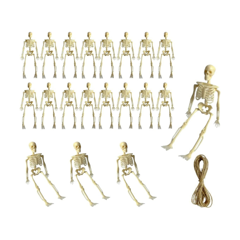 Mini Skeletons 20 Pcs Figurines Halloween Plastic Toy Bulk