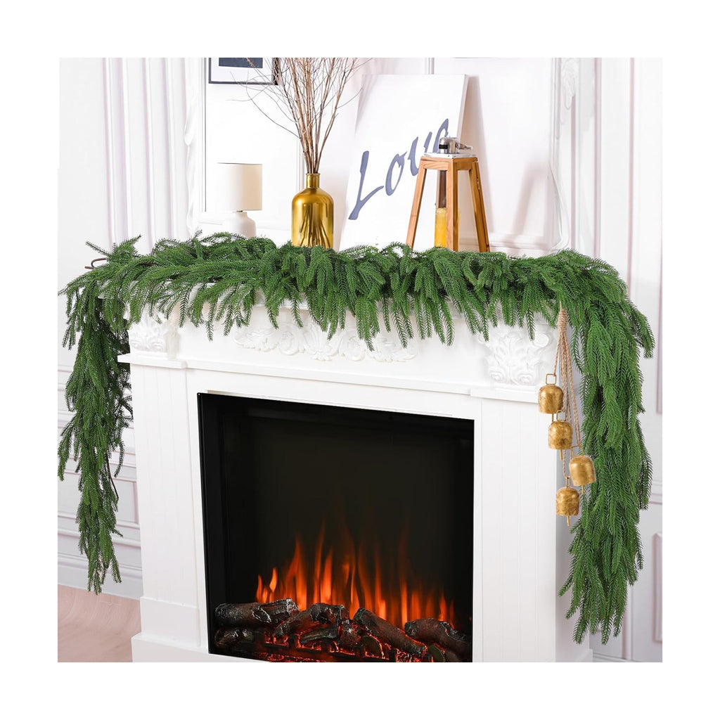 Hananona 2Pcs 9FT Christmas Garlands, Real Touch Norfolk Pine Garland