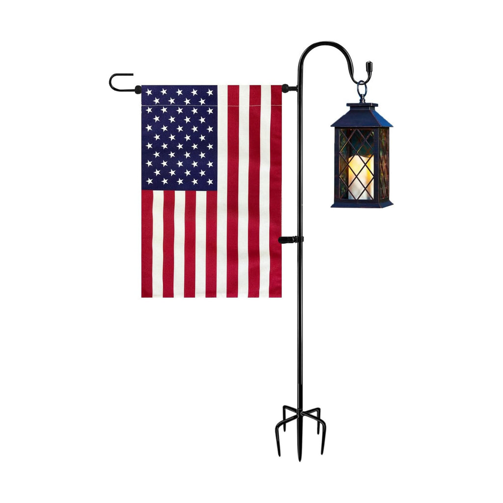 JRED Garden Flag Stand with American Garden Flags 12x18 Inch, Shepherd Hook Yard Flag Holder Pole with Clips and