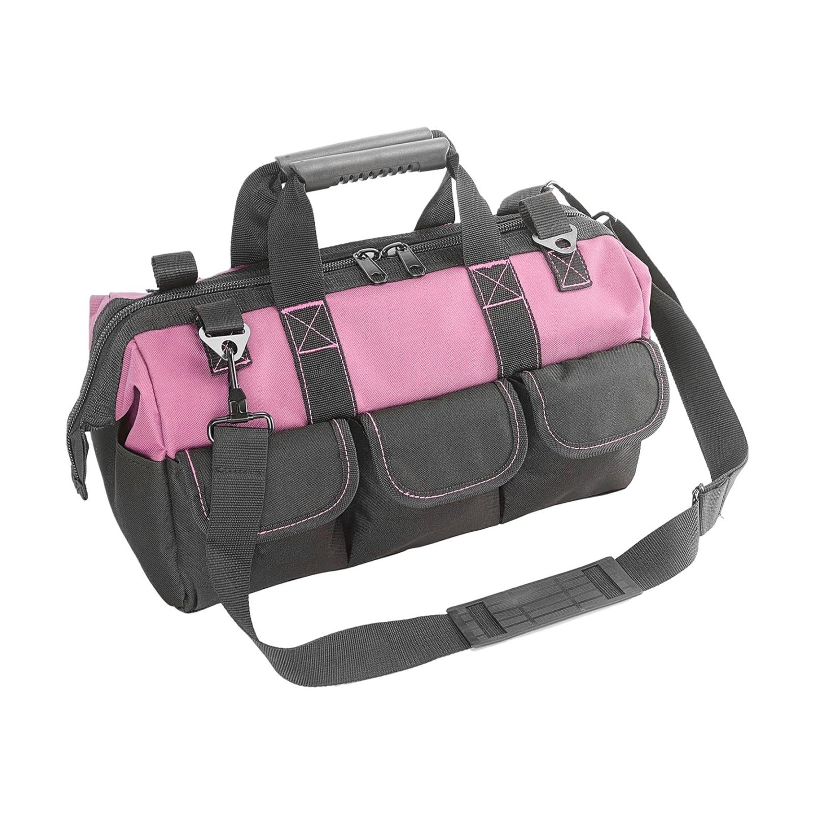 Garden Tools Bag 16inch Wide Mouth Women's Tool Bag with Molded Base and Plastic-Padded, Inside Pockets for Tool