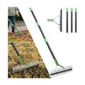 Thatch Rake, 13" Wide Efficient Dethatcher Rake with 55" Adjustable Long Handle, Heavy Duty Steel Metal Dethatching
