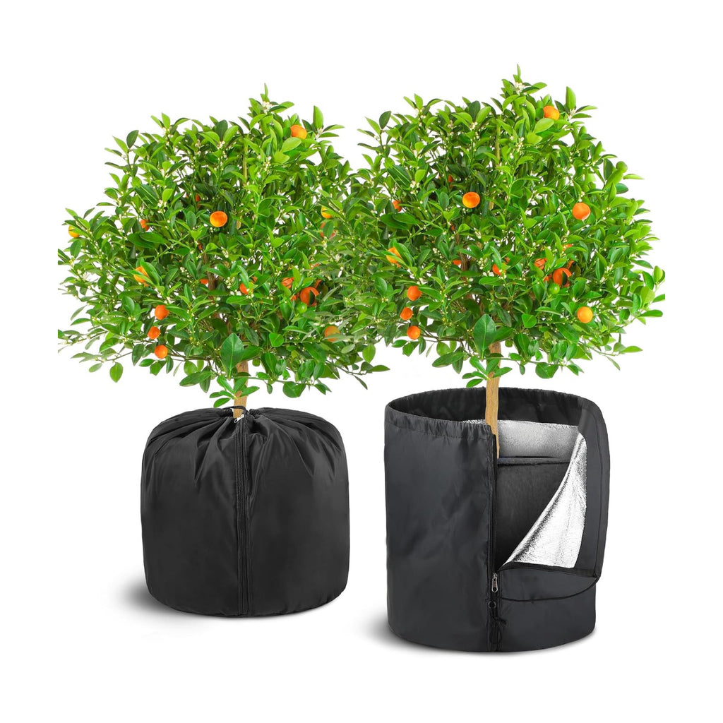 UNIFAMILY 2Pack Plant Pot Covers for Pot Insulation with Drawstring and Zipper, Winter Plant Covers Freeze Protection